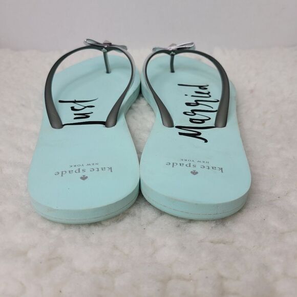 Kate Spade Womens Sandals Size 10 Just Married Blue Silver Beach Flip Flops - Picture 4 of 7
